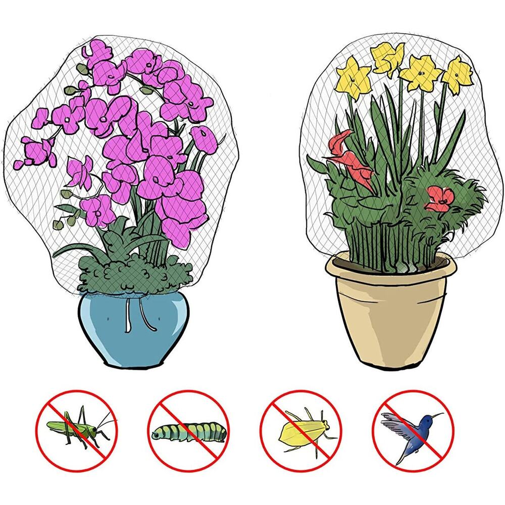 2 Pack Insect Bird Barrier Mesh Netting with Drawstring, 42" x 55" Plant Cover